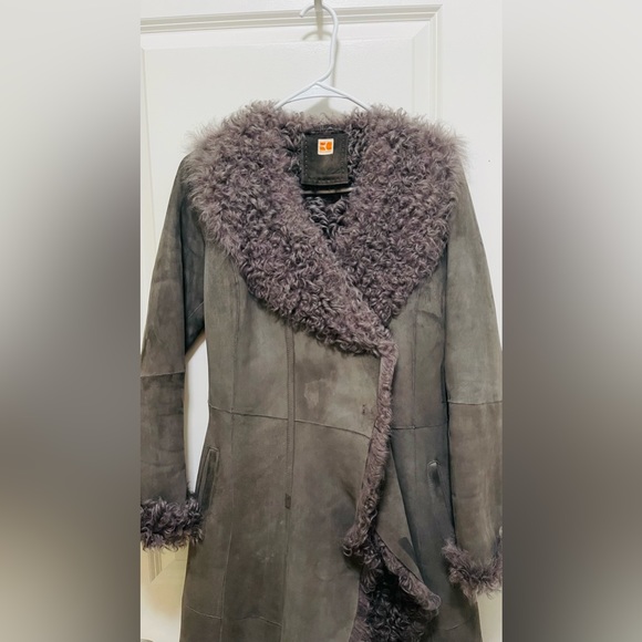 Hugo Boss Orange Shearling Lamb Leather Coat - Picture 7 of 7